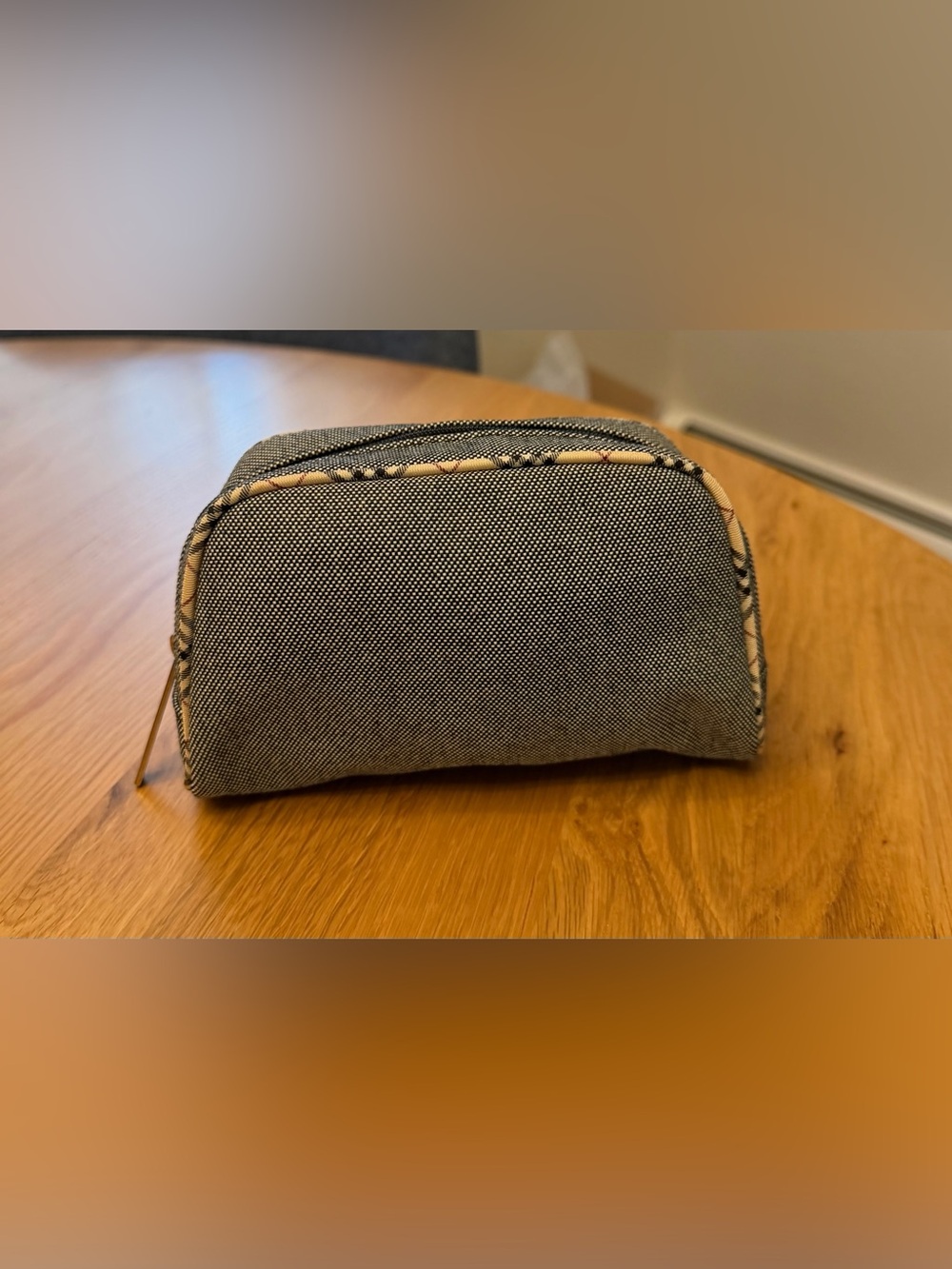 Authentic Burberry House Check Canvas Cosmetic Pouch - Black/White Zip